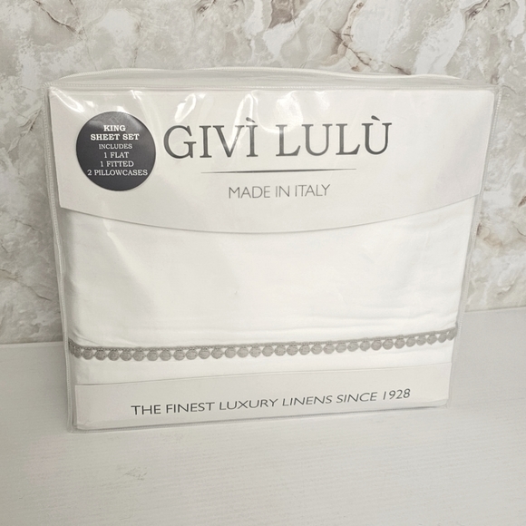 **Givi Lulu King Italian Cotton Percale Pon Pon Sheet Set - Picture 10 of 10
